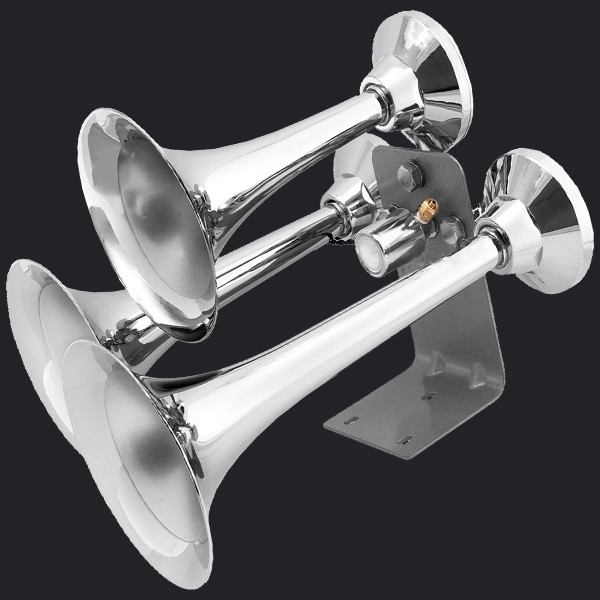 12/24V loud sound big train air horn  Three Trumpet Chrome Air Horn  (HS-1033C) supplier
